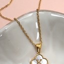 K 18k Stainless Steel Mother of Pearl Clover Initial Necklace