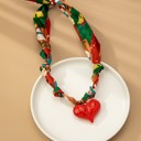 Red Heart MY DREAM LIFE | CHRISTMAS Handmade Scarf Necklace | Free Shipping