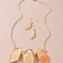  Irregular Resin Stone Pendant Necklace & Earrings Set