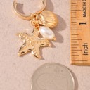  Gold Starfish Clam Charm Huggie Earrings