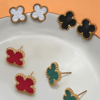 Stainless Steel Vintage Clover Stud Earrings