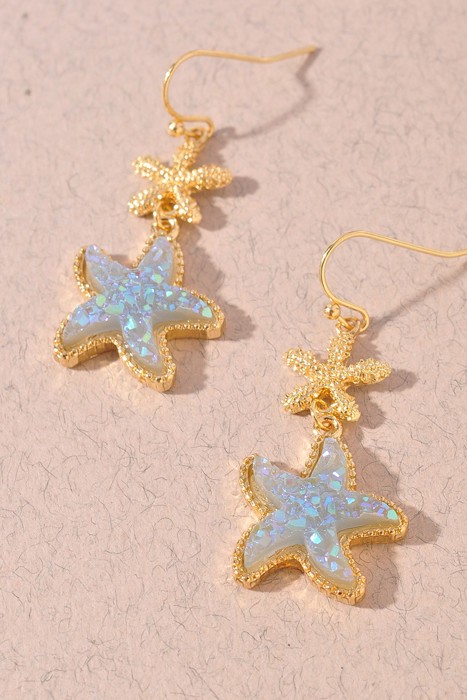 Starfish Drop Shimmery Earrings