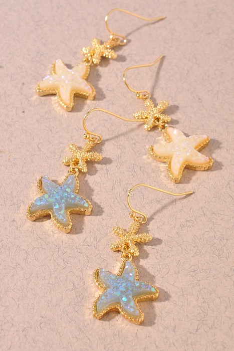 Starfish Drop Shimmery Earrings