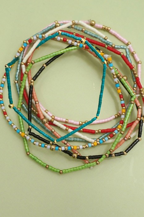 Boho Colorful Ball Beaded Bracelet - Set of 4