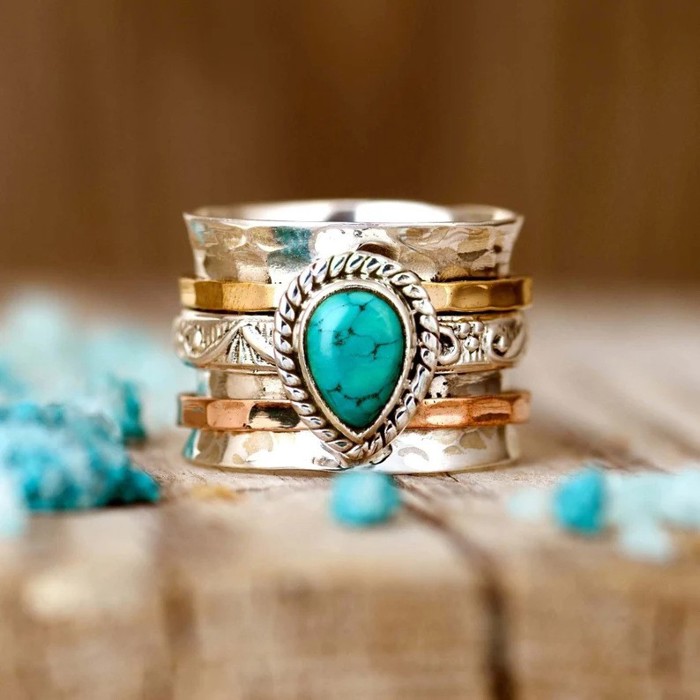 Teardrop Natural Stone Ring | Free Shipping