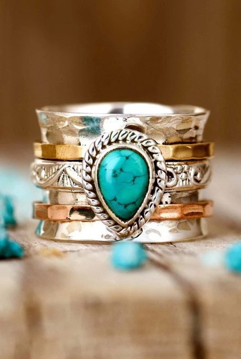 Teardrop Natural Stone Ring | Free Shipping