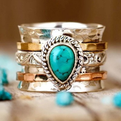 Teardrop Natural Stone Ring | Free Shipping