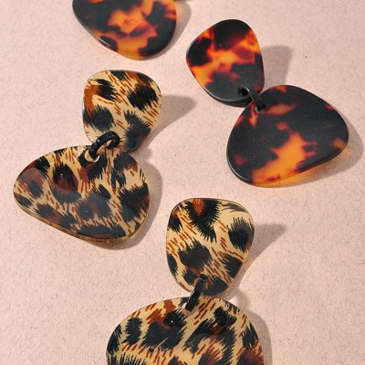 Animal Print Organic Shape Link Dangle Earrings