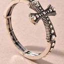  Western Style Rustic Cross Ball Bead Stretch Bracelet