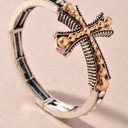  Western Style Rustic Cross Ball Bead Stretch Bracelet