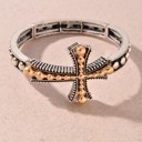  Western Style Rustic Cross Ball Bead Stretch Bracelet