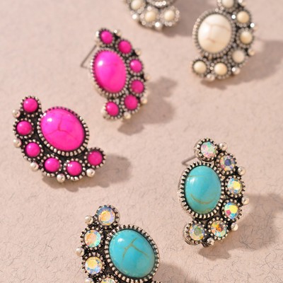 Western Tq Rhinestone Post Earrings