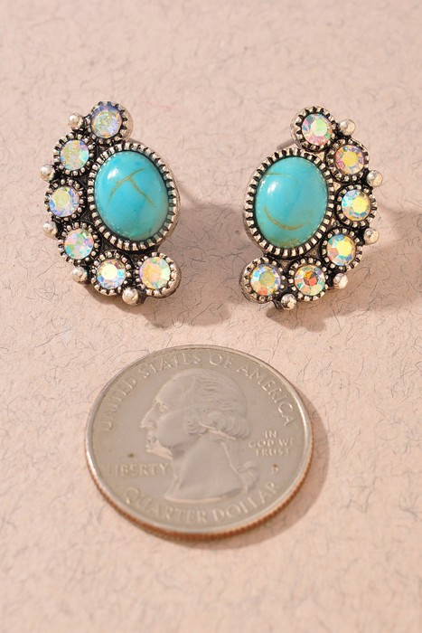 Western Tq Rhinestone Post Earrings