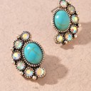  Western Tq Rhinestone Post Earrings
