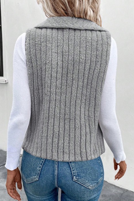 MY DREAM LIFE | Collared Open-Front Teddy Vest | S-XL