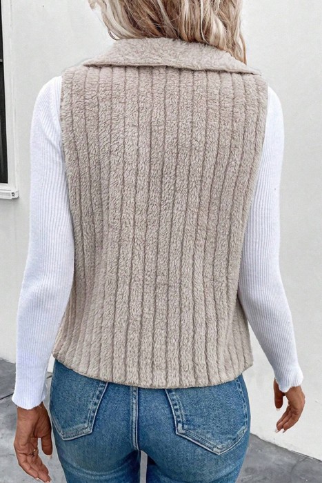 MY DREAM LIFE | Collared Open-Front Teddy Vest | S-XL