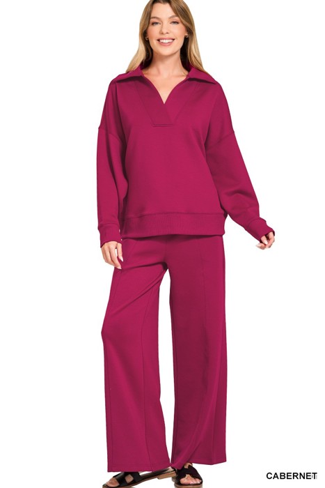 MY DREAM LIFE | Cozy Scuba Collared Pullover & Pants Set