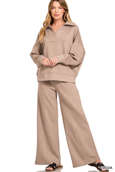 MY DREAM LIFE | Cozy Scuba Collared Pullover & Pants Set
