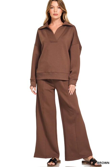 MY DREAM LIFE | Cozy Scuba Collared Pullover & Pants Set