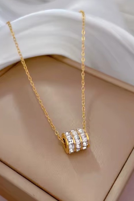 18k Stainless Steel Tarnish Free Barrel Necklace