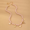  Beaded Charm Necklace-heart Bow Clover