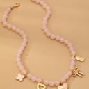 Beaded Charm Necklace-heart Bow Clover