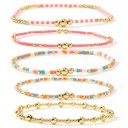  Multi Layer Natural Stone Ball Chain Link Bracelet