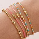  Multi Layer Natural Stone Ball Chain Link Bracelet