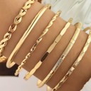  Gold Layered Bangle Set - Mixed Texture Stack