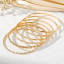  Gold Layered Bangle Set - Mixed Texture Stack
