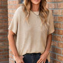  MY DREAM LIFE | Short Sleeve Side Slit Oversized Sweater