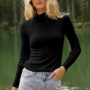  MY DREAM LIFE | Knit Lettuce Trim High Neck Long Sleeve Top | S -2XL