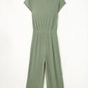  Ribbed Short Sleeve Wide Leg Jumpsuit