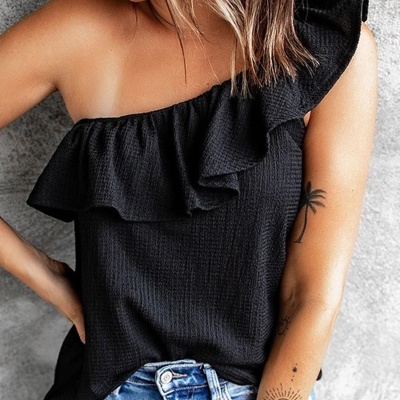 MY DREAM LIFE | One Shoulder Ruffle Tank | S-2XL