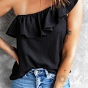 Small Black MY DREAM LIFE | One Shoulder Ruffle Tank | S-2XL