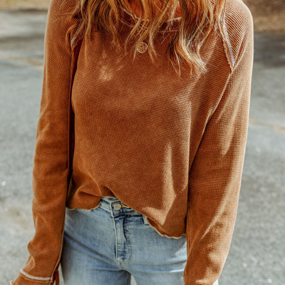 MY DREAM LIFE |Textured Round Neck Long Sleeve Top | Free Shipping