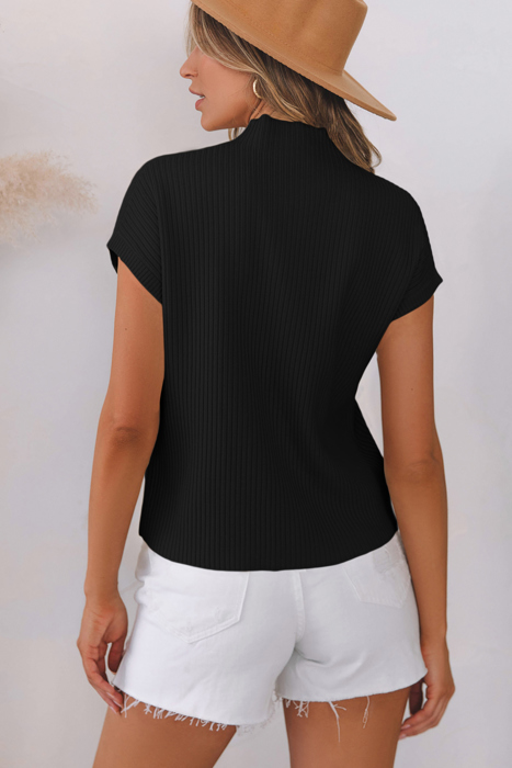 MY DREAM LIFE | Pocket Ribbed Knit Short Sleeve Sweater | S-XL
