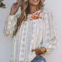  Embroidered Balloon Sleeve Blouse | Free Shipping