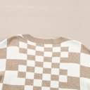  Checkered Drop Shoulder Round Neck Sweater