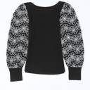  Flower Puff Sleeve Ribbed Knit Top | S-XL