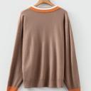  MY DREAM LIFE | Contrast Striped Trim V Neck Varsity Light Sweater | S-XL