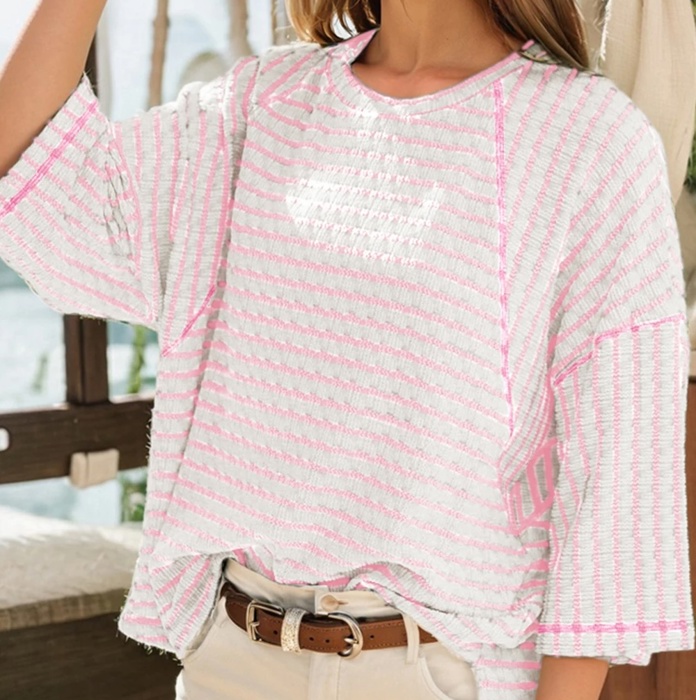 Fresh Days Stripe Half-Sleeve Top | S-XL