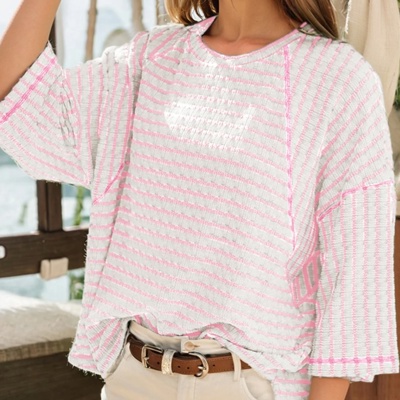 Fresh Days Stripe Half-Sleeve Top | S-XL