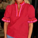  Flame Stripe Ruffle Blouse | S-XL