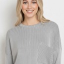  Oversized Striped Ribbed Long Sleeve Top