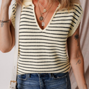  V-Neck Stripe Sweater Vest | S-XL
