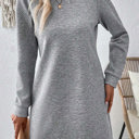  MY DREAM LIFE | Textured Long Sleeve Side Pockets Shift Dress
