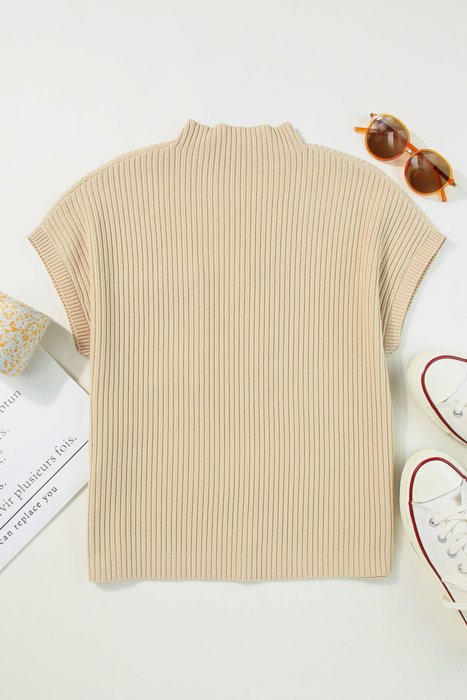MY DREAM LIFE | Pocket Ribbed Knit Short Sleeve Sweater | S-XL