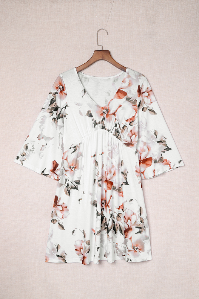 3/4 Sleeve Floral Dress | Free Shipping