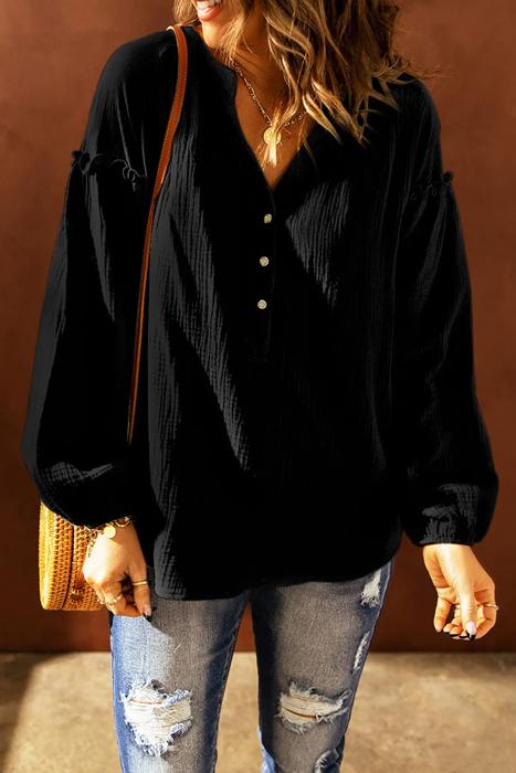 MY DREAM LIFE | Balloon Sleeve Crinkled Top